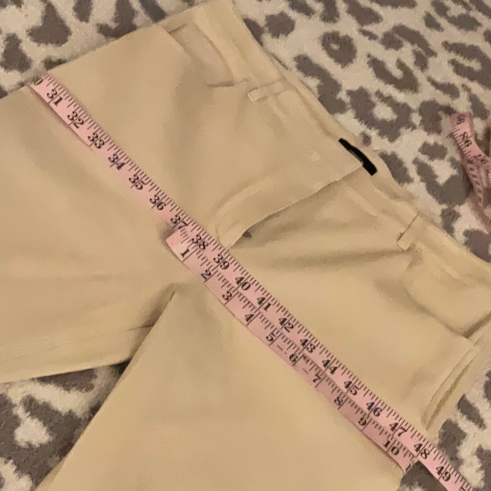 THEORY Lambskin leather KICK FLARE CROPPED PANTS size 12 color chalk - Picture 9 of 10